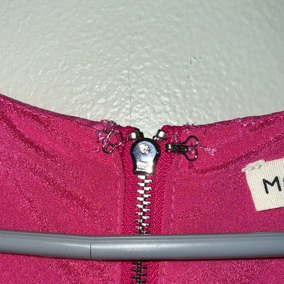 Main Strip Midi Hot Pink Satin Cocteau Formal Party Dress Size Small Hot Pink - Picture 5 of 10